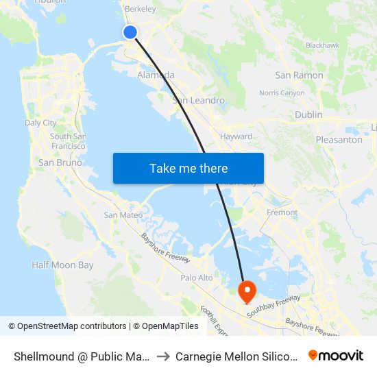 Shellmound @ Public Market NB to Carnegie Mellon Silicon Valley map