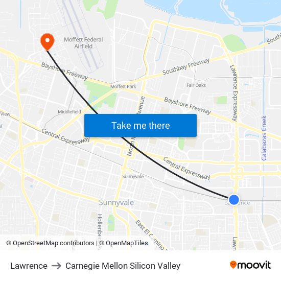 Lawrence to Carnegie Mellon Silicon Valley map