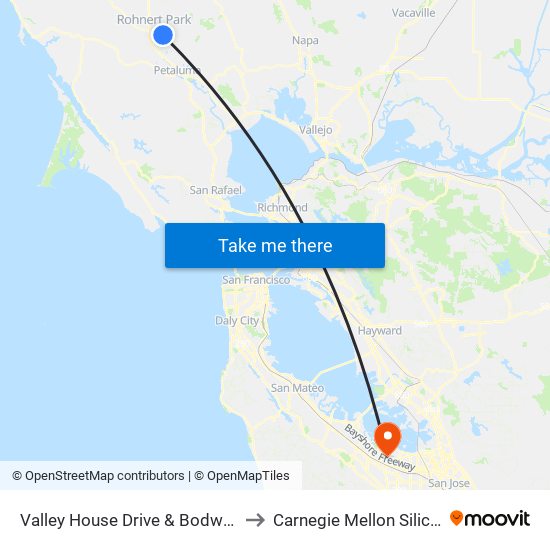 Valley House Drive & Bodway Parkway to Carnegie Mellon Silicon Valley map