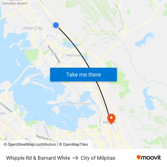 Whipple Rd & Barnard White to City of Milpitas map