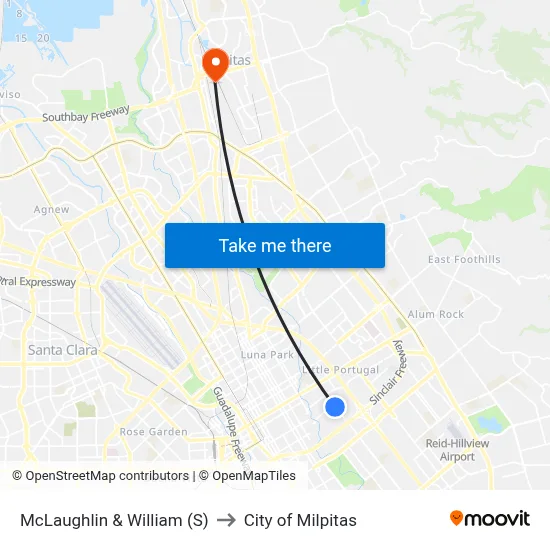 McLaughlin & William (S) to City of Milpitas map