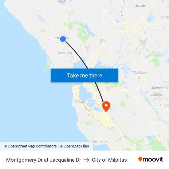 Montgomery Dr at Jacqueline Dr to City of Milpitas map