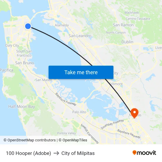 100 Hooper (Adobe) to City of Milpitas map