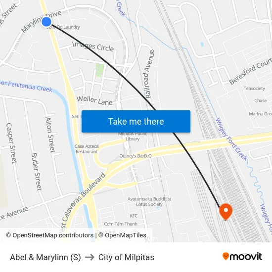 Abel & Marylinn (S) to City of Milpitas map