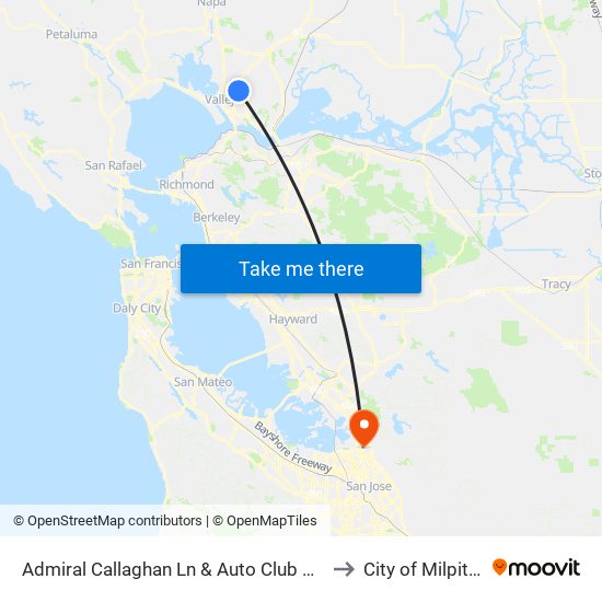 Admiral Callaghan Ln & Auto Club Way to City of Milpitas map