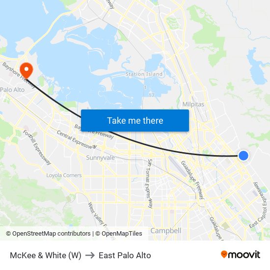 McKee & White (W) to East Palo Alto map