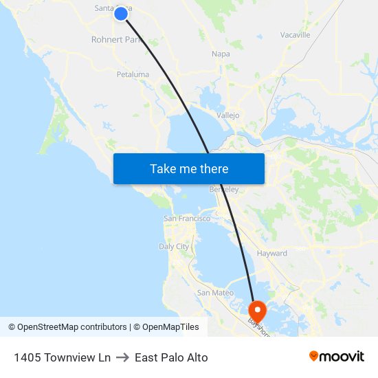 1405 Townview Ln to East Palo Alto map