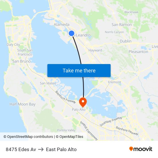 8475 Edes Av to East Palo Alto map