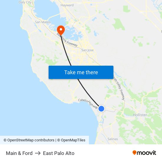 Main & Ford to East Palo Alto map