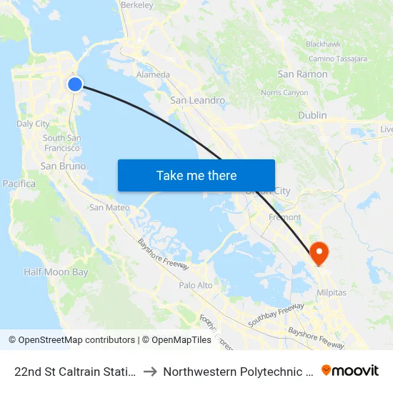 22nd St Caltrain Station/Iowa to Northwestern Polytechnic University map
