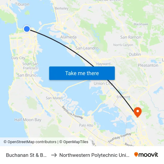 Buchanan St & Bay St to Northwestern Polytechnic University map