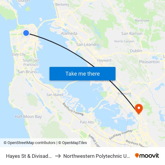 Hayes St & Divisadero St to Northwestern Polytechnic University map