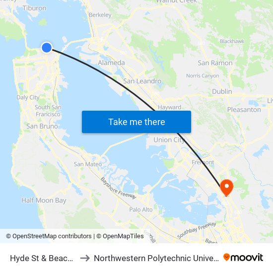 Hyde St & Beach St to Northwestern Polytechnic University map