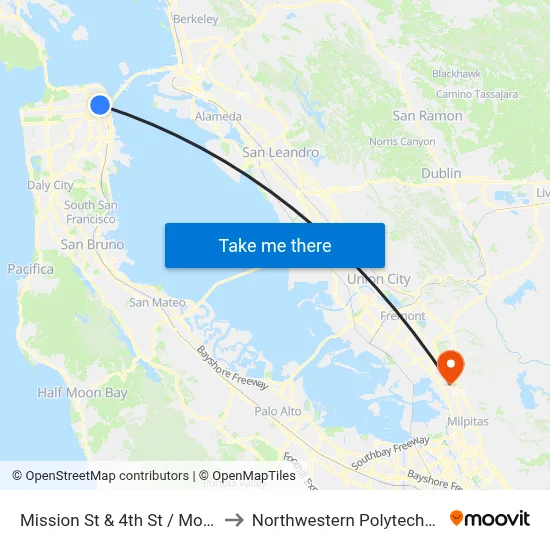 Mission St & 4th St / Moscone Center to Northwestern Polytechnic University map