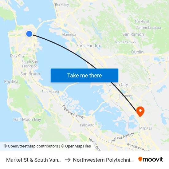 Market St & South Van Ness Ave to Northwestern Polytechnic University map