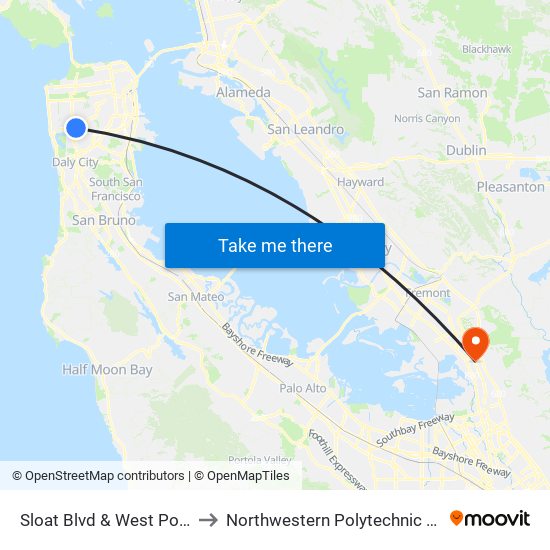 Sloat Blvd & West Portal Ave to Northwestern Polytechnic University map