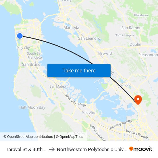 Taraval St & 30th Ave to Northwestern Polytechnic University map