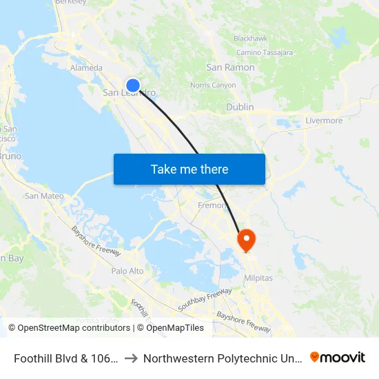 Foothill Blvd & 106th Av to Northwestern Polytechnic University map