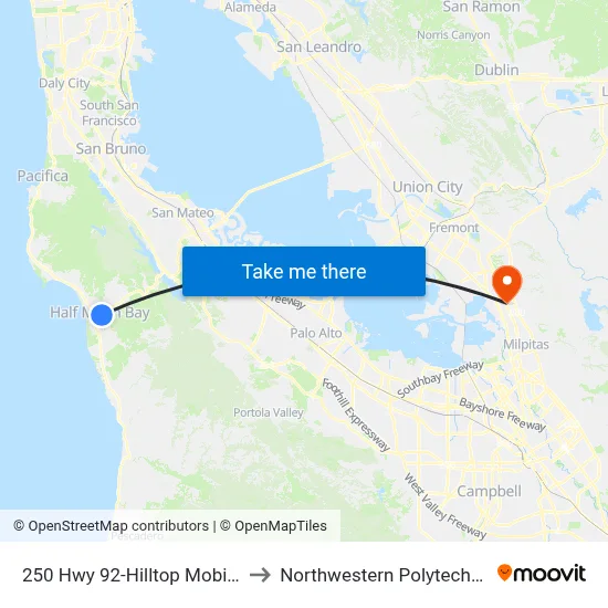 250 Hwy 92-Hilltop Mobile Home Park to Northwestern Polytechnic University map