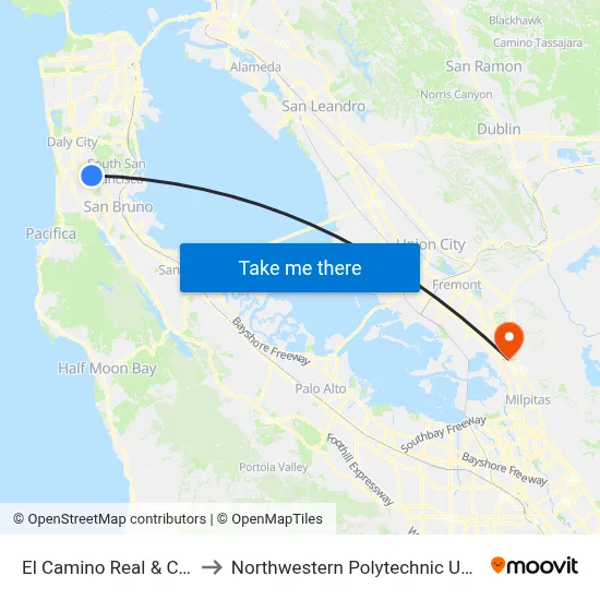 El Camino Real & Costco to Northwestern Polytechnic University map