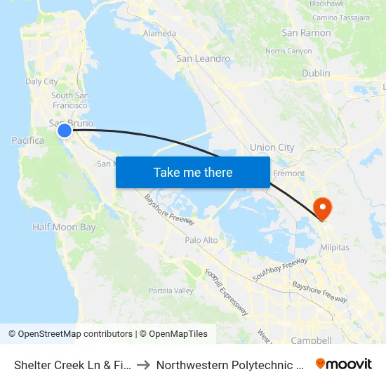 Shelter Creek Ln & Fire Rd 1 to Northwestern Polytechnic University map