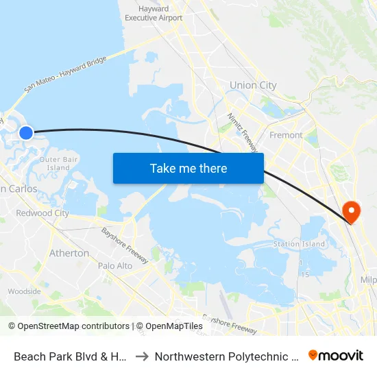 Beach Park Blvd & Halibut St to Northwestern Polytechnic University map