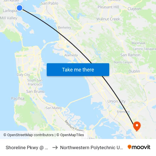 Shoreline Pkwy @ Target to Northwestern Polytechnic University map