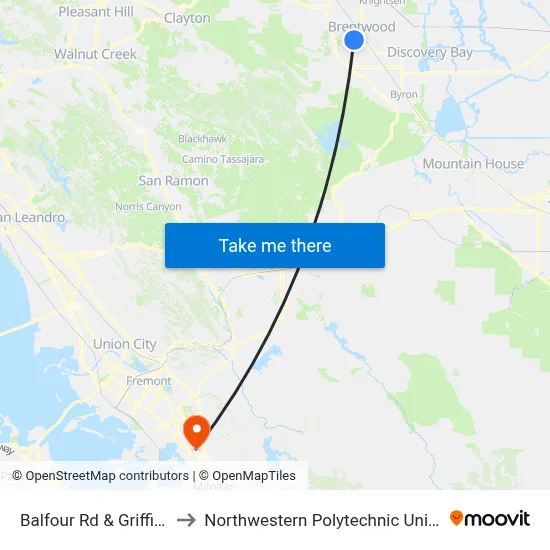 Balfour Rd & Griffith Ln to Northwestern Polytechnic University map