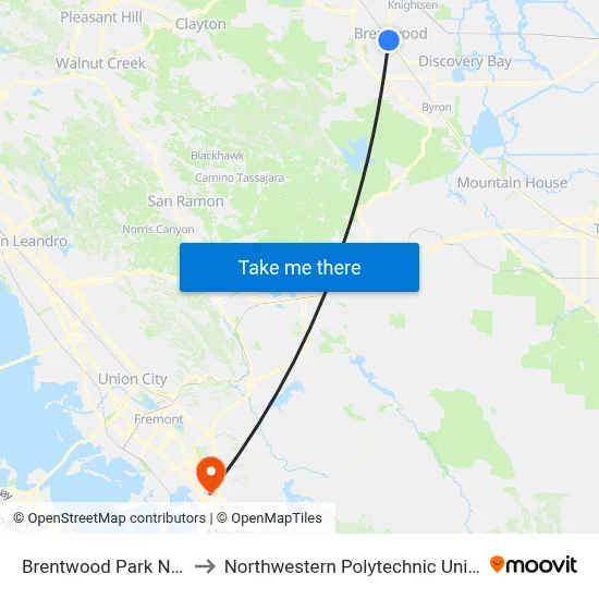 Brentwood Park N Ride to Northwestern Polytechnic University map