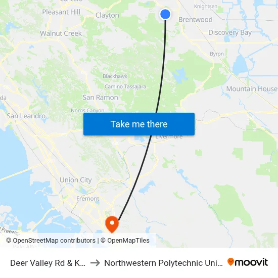 Deer Valley Rd & Kaiser to Northwestern Polytechnic University map