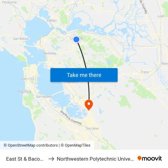 East St & Bacon St to Northwestern Polytechnic University map