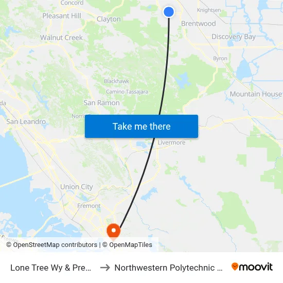 Lone Tree Wy & Prewett Prk to Northwestern Polytechnic University map