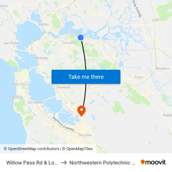 Willow Pass Rd & Loftus Rd to Northwestern Polytechnic University map
