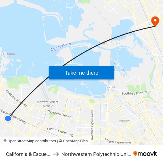 California & Escuela (E) to Northwestern Polytechnic University map