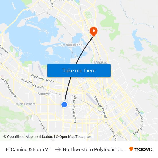 El Camino & Flora Vista (E) to Northwestern Polytechnic University map