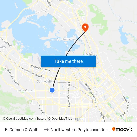 El Camino & Wolfe (W) to Northwestern Polytechnic University map