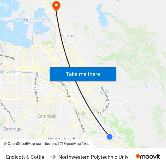 Endicott & Cottle (E) to Northwestern Polytechnic University map