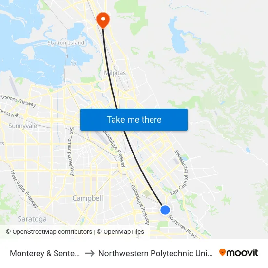 Monterey & Senter (N) to Northwestern Polytechnic University map