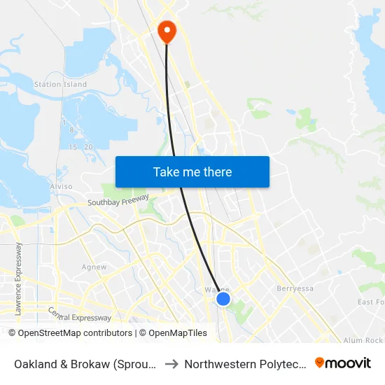 Oakland & Brokaw (Sprouts @ Brokaw) (S) to Northwestern Polytechnic University map