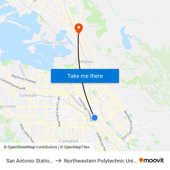 San Antonio Station (N) to Northwestern Polytechnic University map