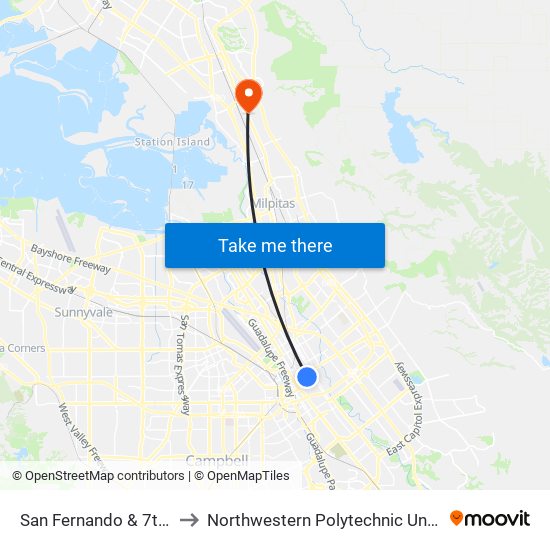 San Fernando & 7th (W) to Northwestern Polytechnic University map