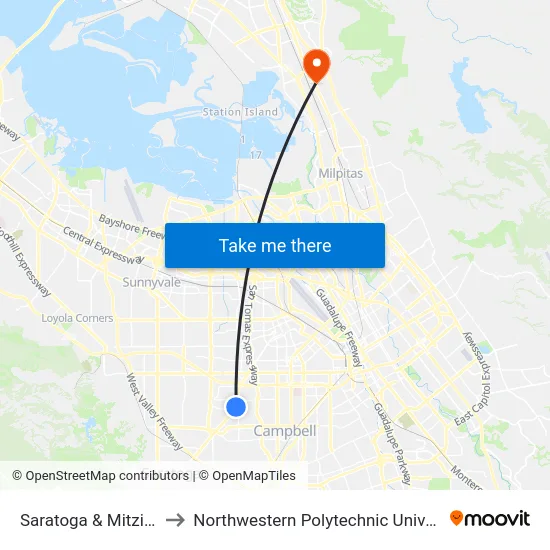 Saratoga & Mitzi (N) to Northwestern Polytechnic University map