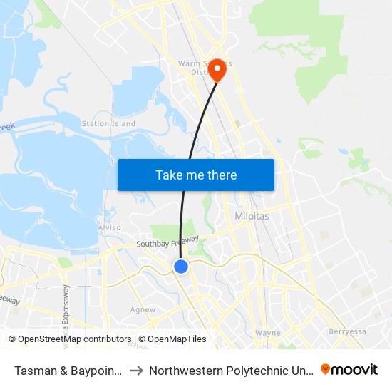 Tasman & Baypointe (E) to Northwestern Polytechnic University map