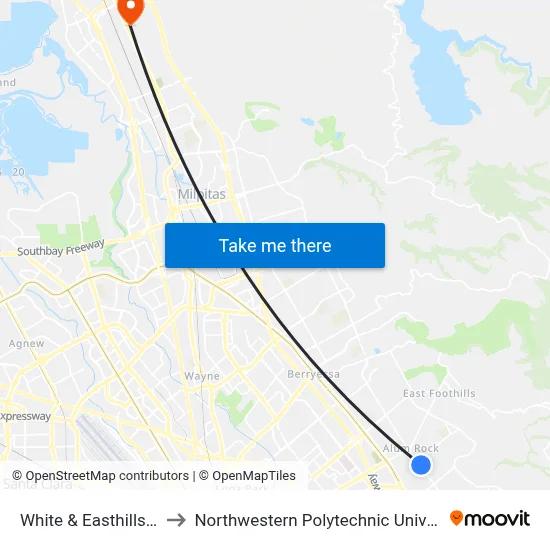 White & Easthills (N) to Northwestern Polytechnic University map