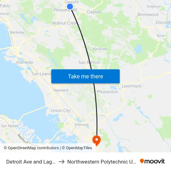 Detroit Ave and Laguna St to Northwestern Polytechnic University map