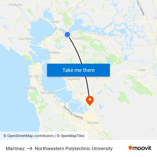 Martinez to Northwestern Polytechnic University map