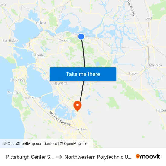 Pittsburgh Center Station to Northwestern Polytechnic University map