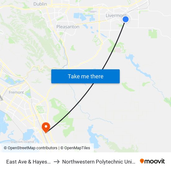 East Ave & Hayes Ave to Northwestern Polytechnic University map