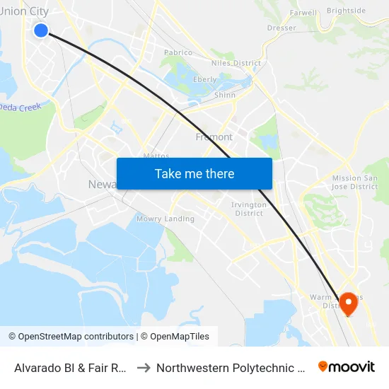Alvarado Bl & Fair Ranch Dr to Northwestern Polytechnic University map