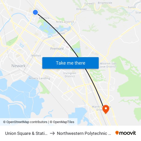 Union Square & Station Way to Northwestern Polytechnic University map